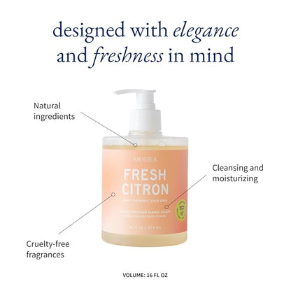 MERSEA Moisturizing Liquid Hand Soap in Large Pump Bottle, Fresh Citron (16 fl oz)
