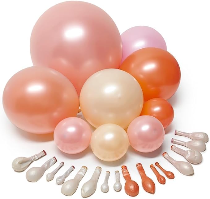 Pink Orange Balloons Double Stuffed Pearl Balloon Arch Latex Rose Light Pink Nude Balloon Garland for Birthday Baby Shower Wedding Bridal Shower Fall Party Home Decoration