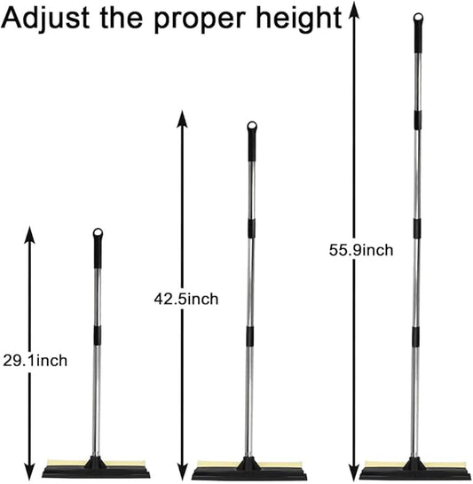 Long Handle Window Squeegee,2 in 1 Window Cleaning Car Squeegee,Windshield Squeegee with Cleaning Sponge and Rubber