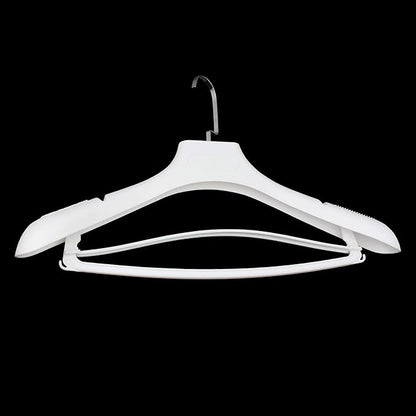 DEDU Suit Hangers for Men 15 Pack, White Coat Hangers Extra Wide Non Slip Width 17.7", Thick Plastic with Pants Bar & Metal Hook