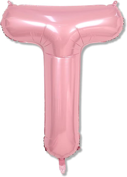 Custom Balloon Letter T - Large Mylar Helium Alphabet T - Pastel Pink Decor, 40" Inflatable Light Pink Letter T Foil Balloons for Girls Birthday Party Decoration Supplies