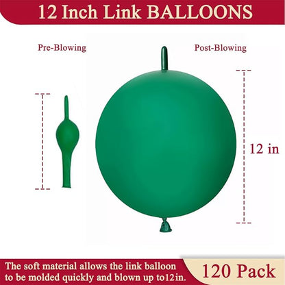 Dark Green Link Balloons 12 Inch 120 Pcs Latex Quick Linking Balloon for Birthday Wedding Party Festival Decorations