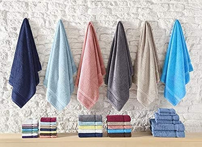 SALBAKOS 100% Turkish Cotton Bath Towel Set of 4 27x54 inch | Heirloom Quality | Hotel & Spa Collection | Ultra Soft, Super Absorbent, Long Lasting Bath Towels | Made in Turkey (Rose, 4 Bath Towels)