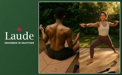 Laude Cork Yoga Mat + Ball Set – Sustainable Non Slip Yoga Mat with Strap – Thick Yoga Mat, Pilates Mat Thick & Workout Mat – Eco-Friendly Cork & Rubber Mat with Alignment Lines, Superior Grip, Sweat-Resistant & Durable 72"x26"