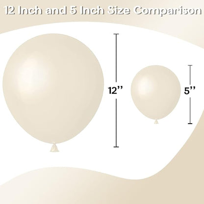 White Sand Balloons 5 Inch, 60 Pcs Small Beige Latex Cream 5'' Mini Matte Retro Off-White Neutral Helium for Birthday Wedding Baby Shower Party Decorations