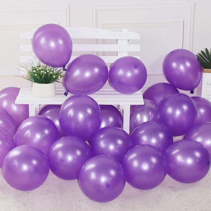 GaesQae Purple Balloons, 100pcs Pearl Purple, 12Inch, Thicker & Stronger, Anti-Sticking Surface, Halloween, Unisex Children & Adults
