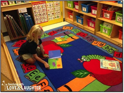 Let's Book It Reading Rug, 7'6" x 12', Multicolored, Educational Classroom Rug, Kids Learning Play Mat | Area Rug for Bedroom or Playroom