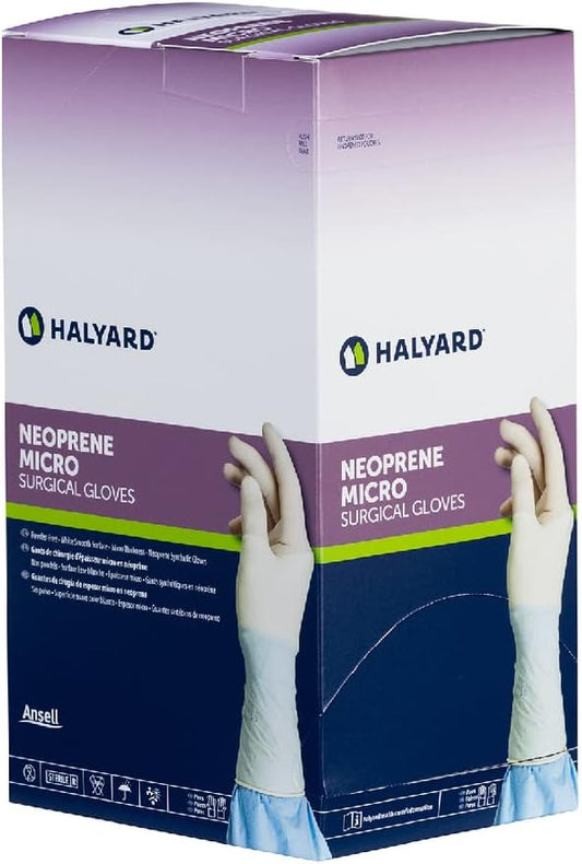 HALYARD Micro Surgical Glove, Neoprene, 5.9 mil Thick, Powder Free, Sterile, Cream