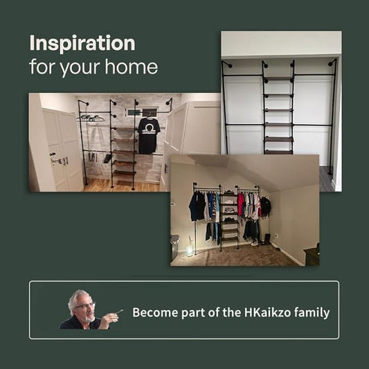 Industrial Pipe Clothes Rack, DÉCOR Wall Mounted Clothing Rack, for Walk-in Wardrobe Multi-Purpose Storage Clothes Hanging Shelf, 2 Installation Methods