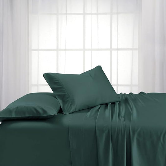 Royal Hotel Bedding ABRIPEDIC Sheets, Viscose from Bamboo, Sheet Set 600 Thread Count, Silky Soft Sheets, Viscose from Bamboo, Sheet Set, Split-King : Adjustable King, Teal