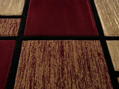 Ultra Soft Area Rug - Modern Abstract Design for Living Room & Bedroom - Foldable, Stain Resistant, Easy to Clean - (8x11, Burgundy)