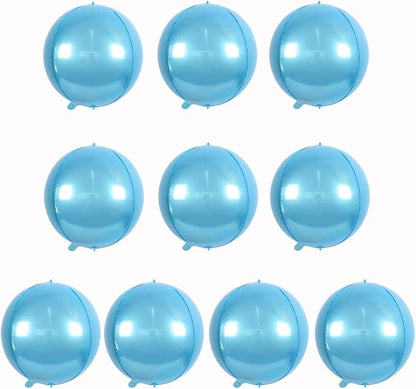 10 pcs Light Blue 4D balloon, 10 inch Foil Mylar Sphere Balloon for Birthday Party,Wedding,Valentine's Day, Christmas,Baby Shower Decoration Supplies