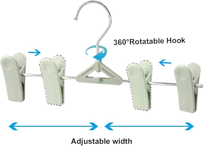Northern Brothers Space Saving Pants Hangers with Clips, 50 Pack, Green, Plastic