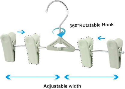Northern Brothers Space Saving Pants Hangers with Clips, 50 Pack, Green, Plastic