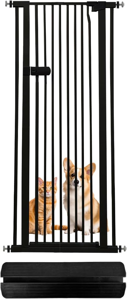 Lumizone Extra Tall Cat Gate 55.12" High Pressure Mounted Extra Wide 2025 New (17 Sizes) 1.37" Gap No Drilling Auto-Close One-Handed Operation Tall Pet Gate for Dogs(Black, 55.12" H x 26.18"-29.91" W)