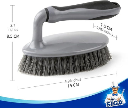 MR.SIGA Heavy Duty Scrub Brush with Comfortable Grip, Cleaning Brush for Bathroom, Shower, Sink, Floor, 2-Pack