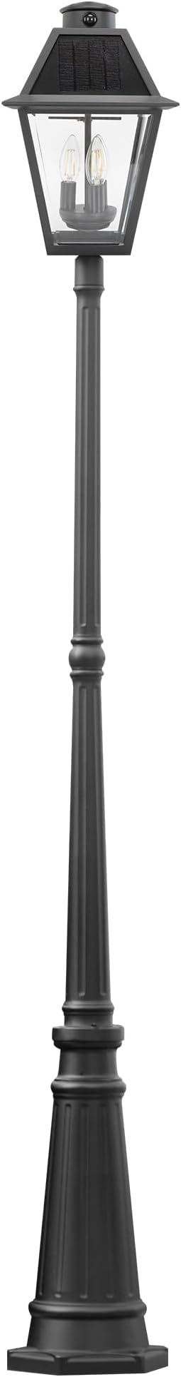 LUTEC Outdoor Solar Lamp Post Light with Motion Sensor, Dusk to Dawn Waterproof Pole Light with Three Modes, Exterior Vintage Black Solar Powered Street Light Fixtures for Garden, Patio, Pathway, Yard