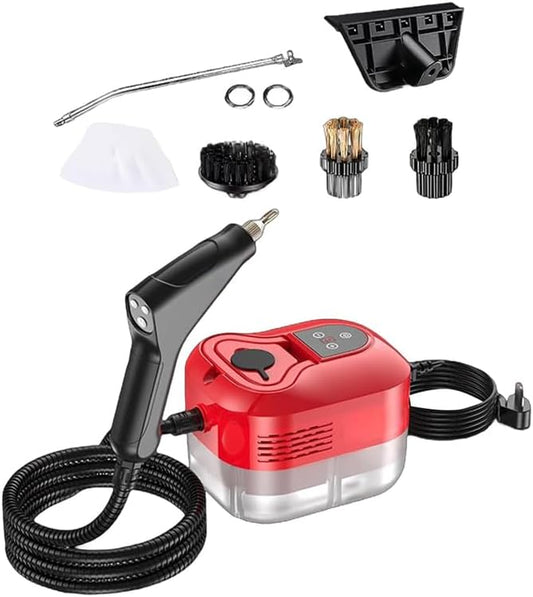 Saker handheld steam cleaner, 2500W Fast Heating Multi-Surface Steamer with Large Water Tank, 6 Steam Settings & Attachments for Floors, Windows, Cars (Red-Dual Control (Upgraded Touch Control))
