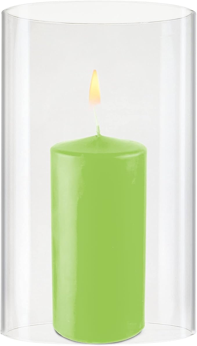CYS EXCEL D-6" H-10 Glass Open Ended Hurricane Candleholder Bottomless Cylinder Sleeve Clear Chimney Shade Tube Cover, 1 Piece