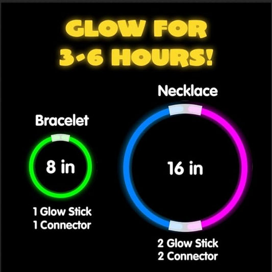 JOYIN 600 Pcs 8" Glow sticks Bulk Party Favors Pack, New Years Eve Neon Glow in the Dark Party Supplies, Light Up Necklaces and Bracelets with Connectors, Christmas, Football, Birthday Decorations