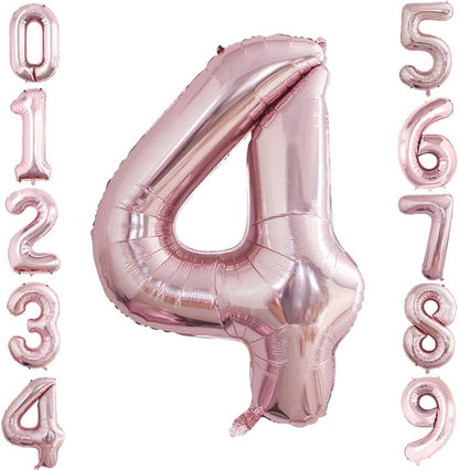 GOER 2 Pcs 42 Inch Rose Gold Foil Balloons Number 4,Huge Number Balloons for 4th 44th Birthday Party Supplies Anniversary Decorations