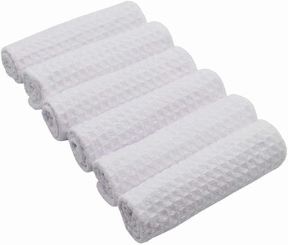Microfiber Kitchen Cleaning Cloth Thick Dish Rags Waffle Weave Washcloths Dish Cloths Ultra Absorbent Odor Free 12inch X 12inch 6 Pack White