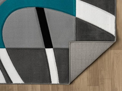 Ultra Soft Area Rug - Modern Abstract Design for Living Room & Bedroom - Foldable, Stain Resistant, Easy to Clean - (8x11, Turquoise)