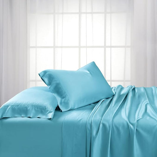 Royal Hotel Bedding ABRIPEDIC Sheets, Viscose from Bamboo, Sheet Set 600 Thread Count, Silky Soft Sheets, Viscose from Bamboo, Sheet Set, Split-King : Adjustable King, Aqua