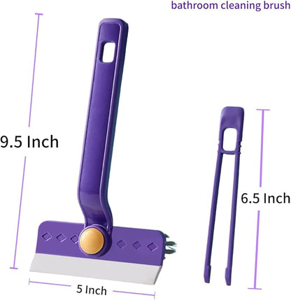 Lightweight Scraper Cleaning Brush with Hard Bristles and Built-in Garbage Holder, Multi-Surface Cleaner for Kitchen Sink, Bathroom Tub, Glass Stove Top, Tabletop, and Hard-to-Reach Floor Crevices