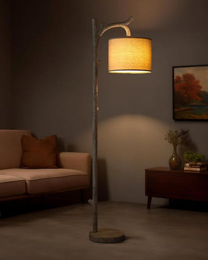 OYEARS Rustic Farmhouse Tree Trunk Floor Lamp Classic Country Wood Grain Resin Vintage 61.25" Standing Floor Lamp Retro Decorative Lamp for Bedroom Living Room Office