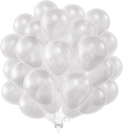 KALOR 12 Inch Clear Balloons, 50 Pcs Latex Helium Balloons for Kid's Birthday Party, Baby Shower, Wedding, Graduate Party Decorations