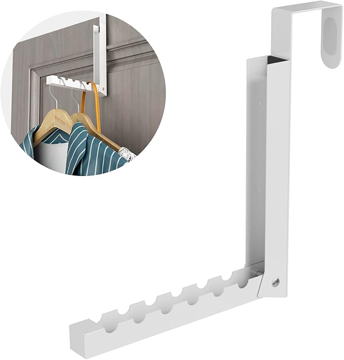Over The Door Hanger Folding Clothes Drying Rack, Folding Hanging Coat Rack for Indoor Laundry Room Compact Small Space Foldable Portable Clothing Hanger Hook Collapsible- 1 Pack（White）