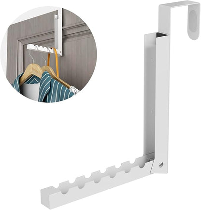 Over The Door Hanger Folding Clothes Drying Rack, Folding Hanging Coat Rack for Indoor Laundry Room Compact Small Space Foldable Portable Clothing Hanger Hook Collapsible- 1 Pack（White）