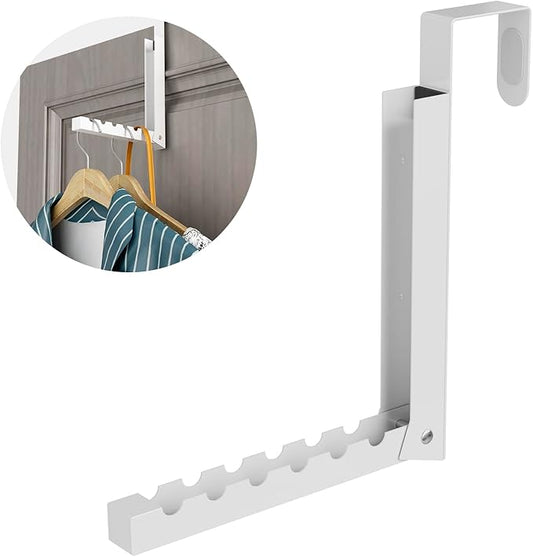 Over The Door Hanger Folding Clothes Drying Rack, Folding Hanging Coat Rack for Indoor Laundry Room Compact Small Space Foldable Portable Clothing Hanger Hook Collapsible- 1 Pack（White）