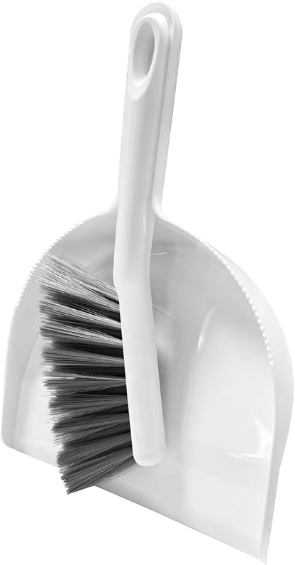Mini Broom and Dustpan Set -Small Dustpan with Brush Set,Hand Broom and Dustpan Set, Compact Dustpan and Brush Combo for Kitchen, Floors, Desktop, Pet Care, Daily Cleaning (White+Dark Gray)