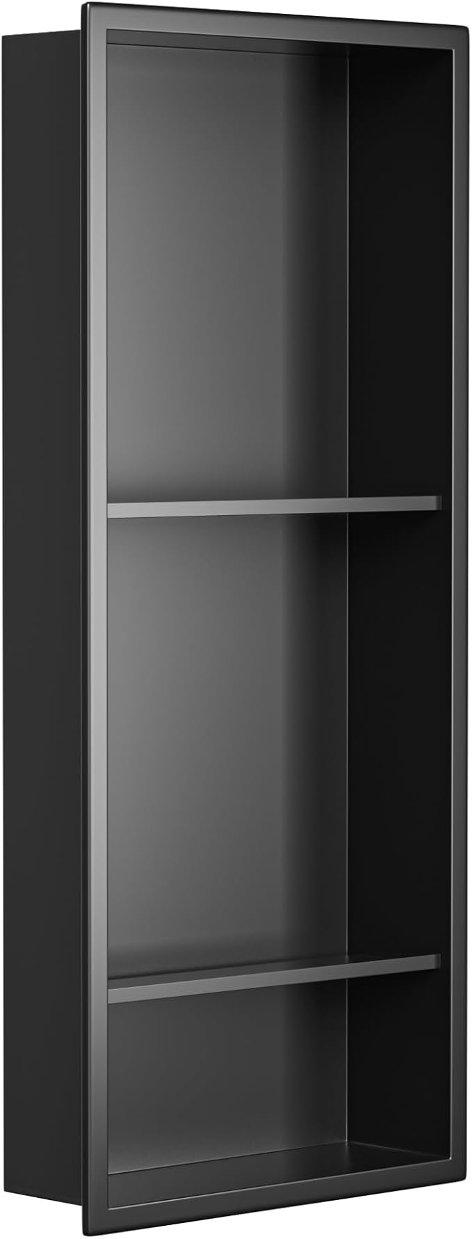 Stainless Steel Shower Niche 30" X 12" Matte Black No Tile Needed Wall Vertical Niche Three-Tier Shelves Recessed Shower Shelf for Bathroom Storage Over Mount Installation