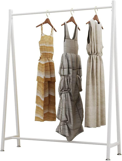 DR.IRON White Metal Clothes Racks Garment Rack, Modern White Clothing Rack Free Standing Hanging Rod for Boutique Retail, Clothes Store, Laundry Room(47’’L)