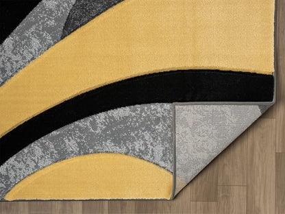 Ultra Soft Area Rug Hand Carved - Modern Abstract Design for Indoor Living Room & Bedroom - Stain Resistant, Easy to Clean - (2'7''x7, Yellow)