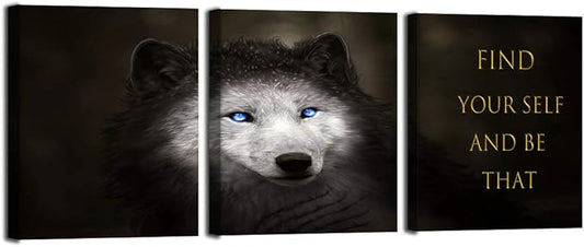 3 Panels Wolf Picture Motivational Wall Art Inspirational Canvas Painting Pictures Modern Entrepreneur Quotes Posters Prints Artwork for Home Office Decor House Decorations Class Room School to Hang