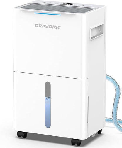 21 Pints Dehumidifier for Basement - 1500 Sq.ft Dehumidifiers for Home, Bedroom & Bathroom with Continuous Drain Hose, Intelligent Humidity Control, 3 Smart Modes (White)