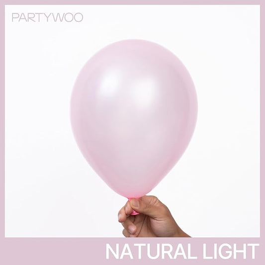 PartyWoo Light Pink Balloons 50 pcs 12 Inch Pearl Pastel Baby Pale Pink Latex Helium Balloons for Baby Shower Gender Reveal Valentine's Day Wedding Princess Birthday Party Decorations Pink-Z29