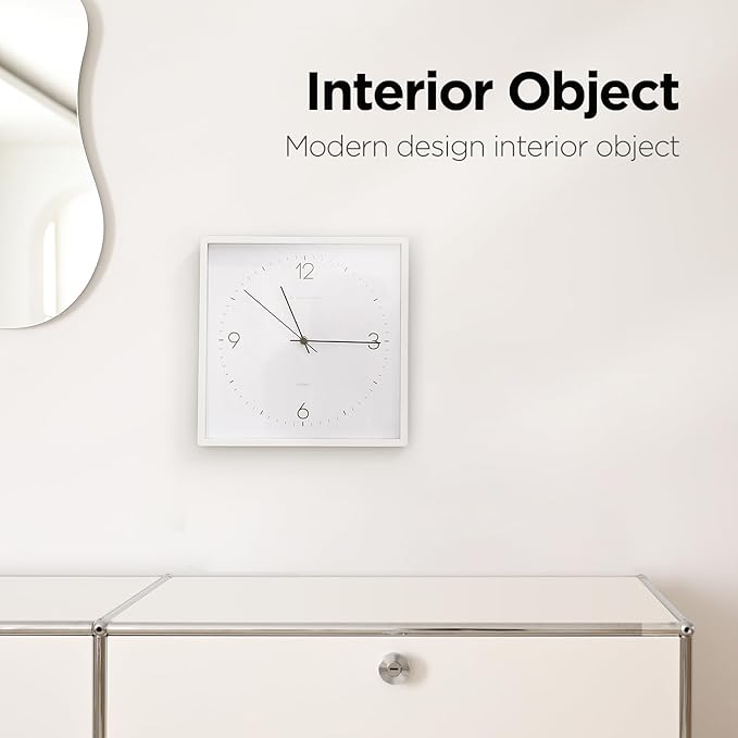 mooas Modern Frame Wooden Wall Clock Black, 12" Non-Ticking Sweep Movement Decorative Battery Operated Wood Wall Clock for Home Living Room Kitchen Bedroom Office Cafe School