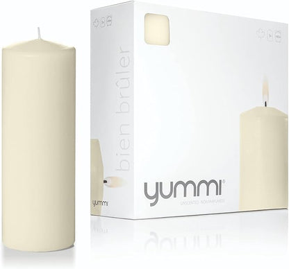 yummi 3" x 8" Ivory Round Pillar Candles - 3 per Pack