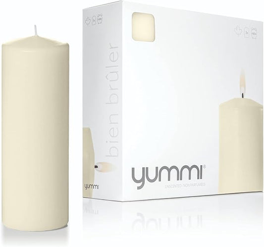 yummi 3" x 8" Ivory Round Pillar Candles - 3 per Pack
