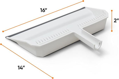 Superio 3-Pack Wide Plastic Dustpan with Comb - 16" Wide, Rubber Lip, Broom Handle Clip, White