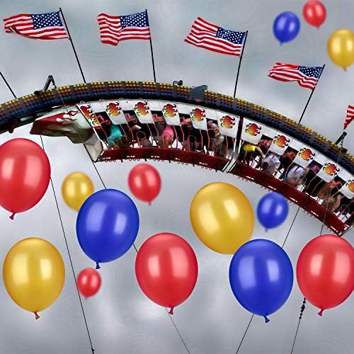 TecUnite 100 Pcs Red Blue Yellow Latex Balloons 13 Inch Colorful Round Balloons for Wedding Birthday Festival Racing Car Poker Card Party Decoration