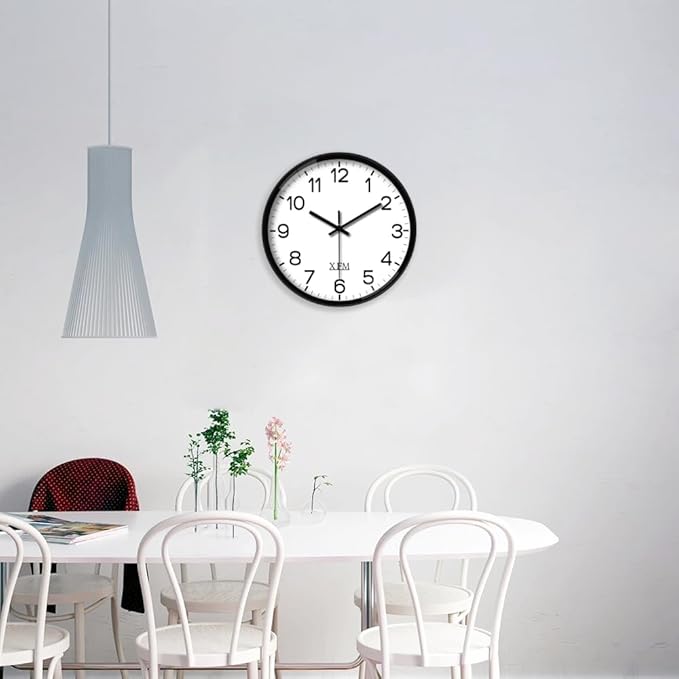 XFM 2 Pack Black Wall Clock 8 Inch Silent Wall Cloks Battery Operated Modern Classic Small Analog Clock for Kitchen Classroom Home Office
