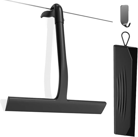 Shower Squeegee for Glass Doors, All-One-Piece Silicone with Built-in Hook Design for Easy Hanging and Cleaning, for Bathroom, Glass, Kitchen, Tile Wall, Car