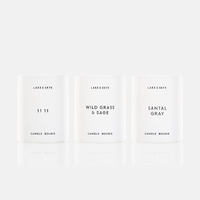 Lake & Skye Mini Votive 3 Piece Candle Set - Includes 11 11, Wild Grass & Sage, and Santal Gray - 1.85 oz Each