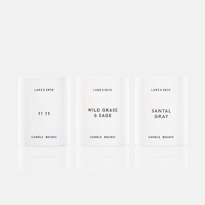 Lake & Skye Mini Votive 3 Piece Candle Set - Includes 11 11, Wild Grass & Sage, and Santal Gray - 1.85 oz Each